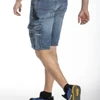 Jeans da lavoro corto multitasche in tessuto resistente con filiera tracciata