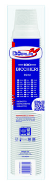 Bicchiere plastica 80cc bianco monouso conf.100 pz termoformato