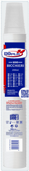 Bicchiere in plastica 200cc 100 pezzi Dopla DO Plastica