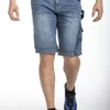 Jeans da lavoro corto multitasche in tessuto resistente con filiera tracciata